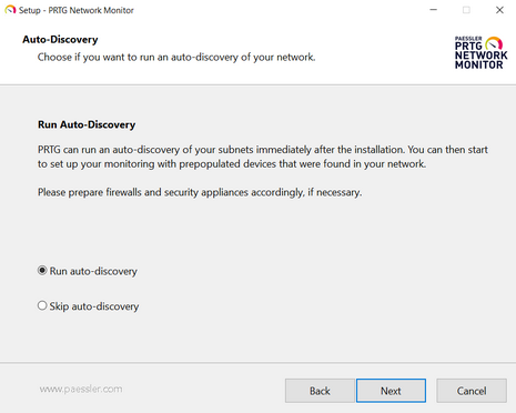 Setup Dialog: Run or Skip Auto-Discovery